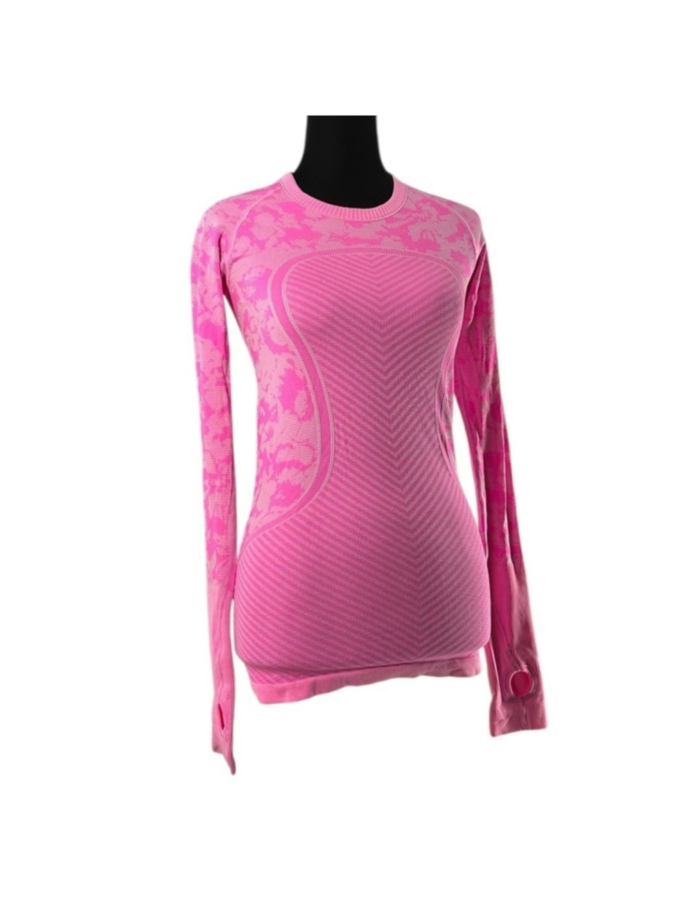 Lululemon Swiftly Tech LS Crew Heathered Raspberry Glo Light gym workout sz 4